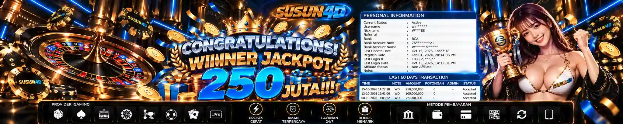 Winner Jackpot 250 Juta SUSUN4D